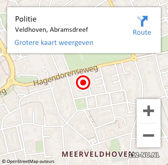 Locatie op kaart van de 112 melding: Politie Veldhoven, Abramsdreef op 30 mei 2017 10:33