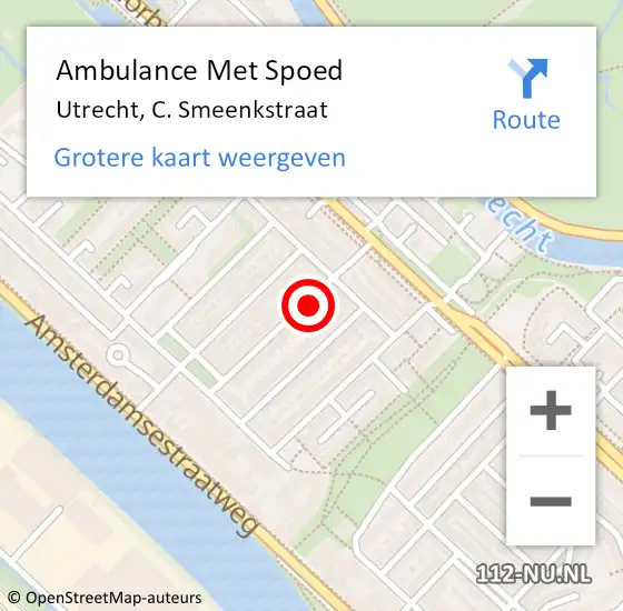 Locatie op kaart van de 112 melding: Ambulance Met Spoed Naar Utrecht, C. Smeenkstraat op 30 mei 2017 10:42