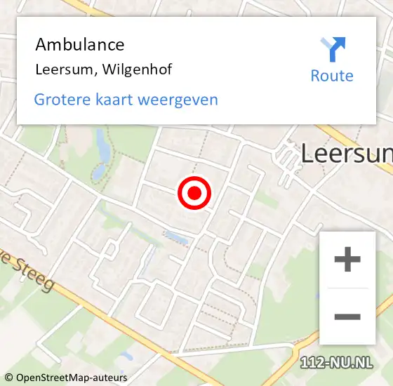 Locatie op kaart van de 112 melding: Ambulance Leersum, Wilgenhof op 30 mei 2017 10:58