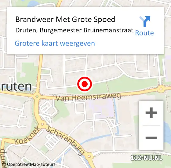 Locatie op kaart van de 112 melding: Brandweer Met Grote Spoed Naar Druten, Burgemeester Bruinemanstraat op 30 mei 2017 11:07