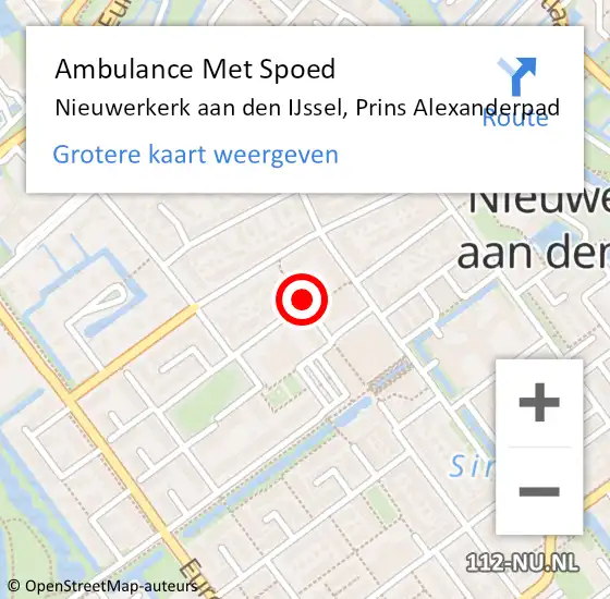 Locatie op kaart van de 112 melding: Ambulance Met Spoed Naar Nieuwerkerk aan den IJssel, Prins Alexanderpad op 30 mei 2017 11:07