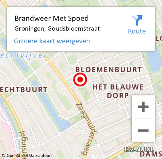 Locatie op kaart van de 112 melding: Brandweer Met Spoed Naar Groningen, Goudsbloemstraat op 30 mei 2017 11:20