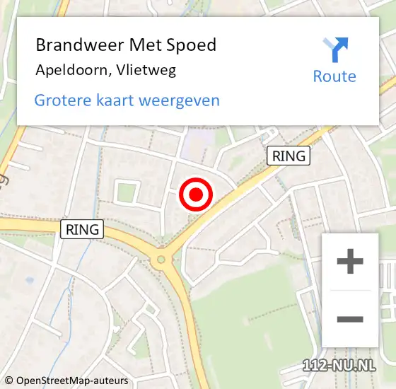 Locatie op kaart van de 112 melding: Brandweer Met Spoed Naar Apeldoorn, Vlietweg op 30 mei 2017 11:52