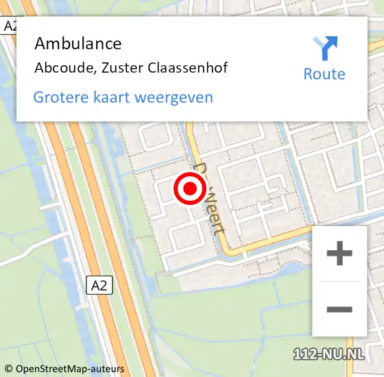 Locatie op kaart van de 112 melding: Ambulance Abcoude, Zuster Claassenhof op 30 mei 2017 12:20