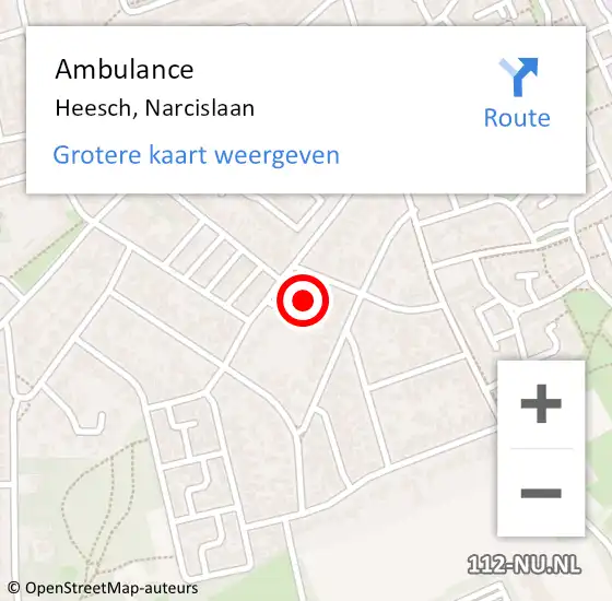 Locatie op kaart van de 112 melding: Ambulance Heesch, Narcislaan op 30 mei 2017 13:00