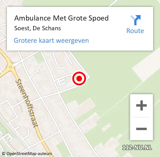 Locatie op kaart van de 112 melding: Ambulance Met Grote Spoed Naar Soest, De Schans op 30 mei 2017 13:40