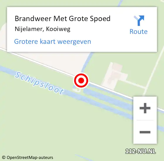 Locatie op kaart van de 112 melding: Brandweer Met Grote Spoed Naar Nijelamer, Kooiweg op 30 mei 2017 14:05