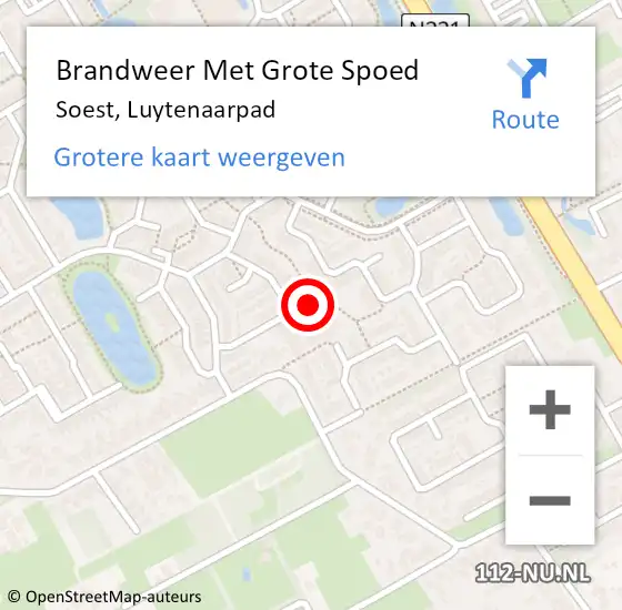 Locatie op kaart van de 112 melding: Brandweer Met Grote Spoed Naar Soest, Luytenaarpad op 30 mei 2017 14:26