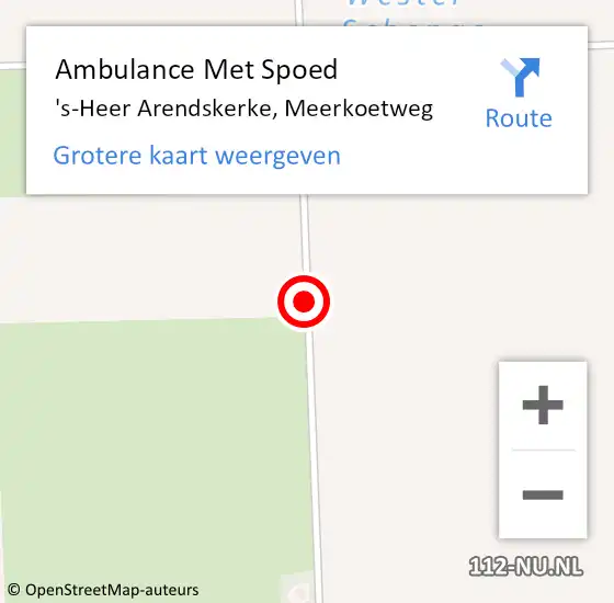 Locatie op kaart van de 112 melding: Ambulance Met Spoed Naar 's-Heer Arendskerke, Meerkoetweg op 30 mei 2017 14:50