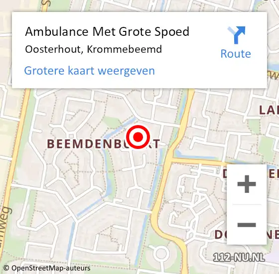 Locatie op kaart van de 112 melding: Ambulance Met Grote Spoed Naar Oosterhout, Krommebeemd op 30 mei 2017 14:55