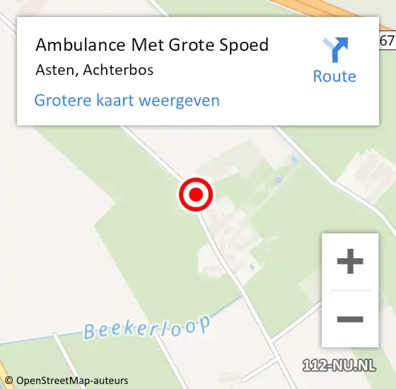 Locatie op kaart van de 112 melding: Ambulance Met Grote Spoed Naar Asten, Achterbos op 30 mei 2017 15:32