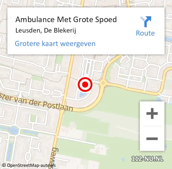 Locatie op kaart van de 112 melding: Ambulance Met Grote Spoed Naar Leusden, De Blekerij op 30 mei 2017 15:36