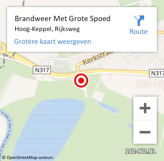 Locatie op kaart van de 112 melding: Brandweer Met Grote Spoed Naar Hoog-Keppel, Rijksweg op 30 mei 2017 16:10