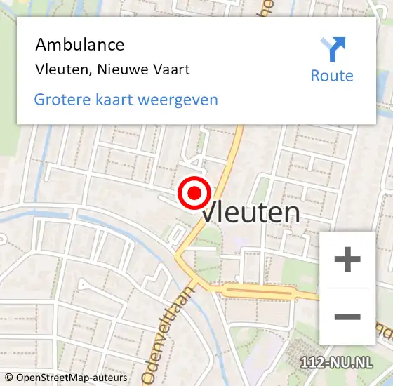 Locatie op kaart van de 112 melding: Ambulance Vleuten, Nieuwe Vaart op 30 mei 2017 16:23