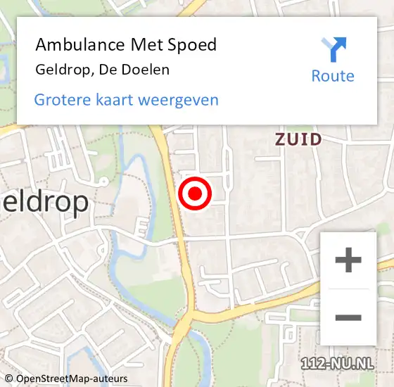 Locatie op kaart van de 112 melding: Ambulance Met Spoed Naar Geldrop, De Doelen op 30 mei 2017 16:28