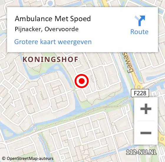 Locatie op kaart van de 112 melding: Ambulance Met Spoed Naar Pijnacker, Overvoorde op 30 mei 2017 17:02