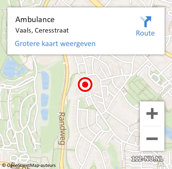 Locatie op kaart van de 112 melding: Ambulance Vaals, Ceresstraat op 22 januari 2014 09:41