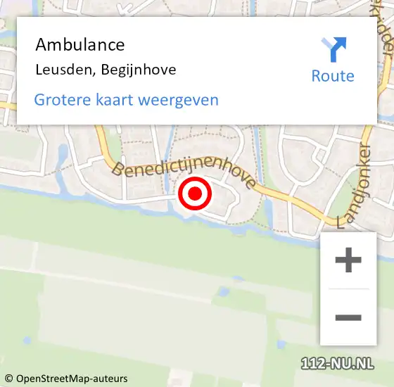 Locatie op kaart van de 112 melding: Ambulance Leusden, Begijnhove op 30 mei 2017 18:02