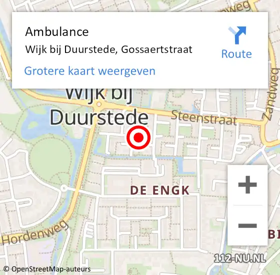 Locatie op kaart van de 112 melding: Ambulance Wijk bij Duurstede, Gossaertstraat op 30 mei 2017 18:21