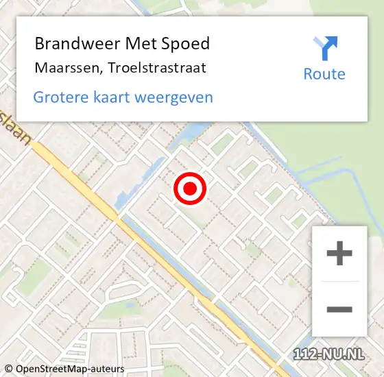 Locatie op kaart van de 112 melding: Brandweer Met Spoed Naar Maarssen, Troelstrastraat op 30 mei 2017 18:30