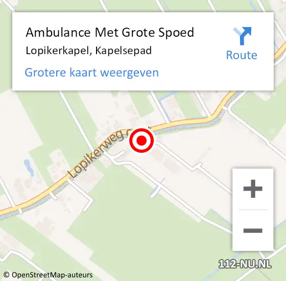 Locatie op kaart van de 112 melding: Ambulance Met Grote Spoed Naar Lopikerkapel, Kapelsepad op 30 mei 2017 18:57