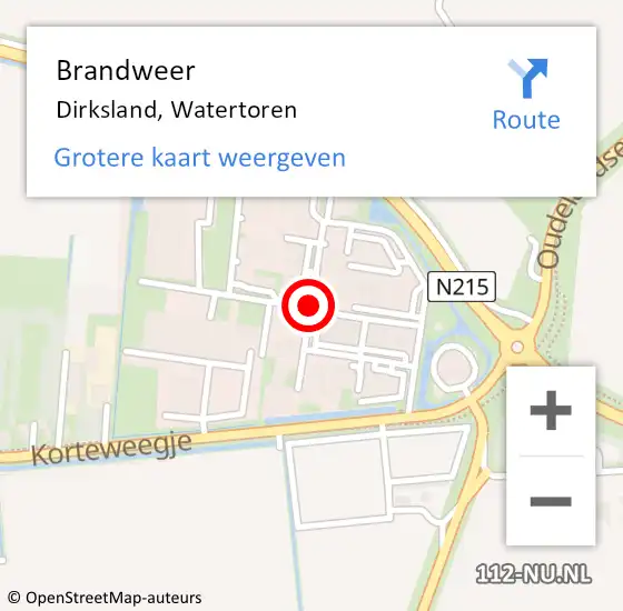 Locatie op kaart van de 112 melding: Brandweer Dirksland, Watertoren op 30 mei 2017 19:28