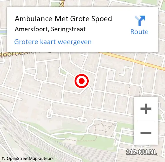 Locatie op kaart van de 112 melding: Ambulance Met Grote Spoed Naar Amersfoort, Seringstraat op 30 mei 2017 20:22