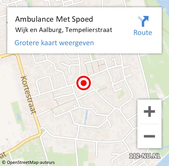 Locatie op kaart van de 112 melding: Ambulance Met Spoed Naar Wijk en Aalburg, Tempelierstraat op 30 mei 2017 20:57