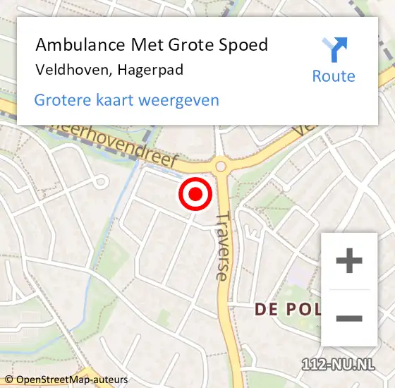 Locatie op kaart van de 112 melding: Ambulance Met Grote Spoed Naar Veldhoven, Hagerpad op 30 mei 2017 21:06