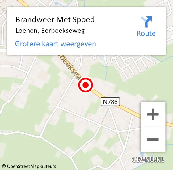 Locatie op kaart van de 112 melding: Brandweer Met Spoed Naar Loenen, Eerbeekseweg op 30 mei 2017 21:12