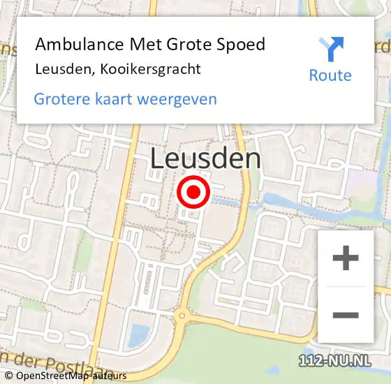 Locatie op kaart van de 112 melding: Ambulance Met Grote Spoed Naar Leusden, Kooikersgracht op 30 mei 2017 21:16