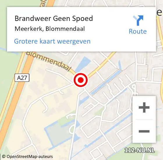 Locatie op kaart van de 112 melding: Brandweer Geen Spoed Naar Meerkerk, Blommendaal op 30 mei 2017 22:28