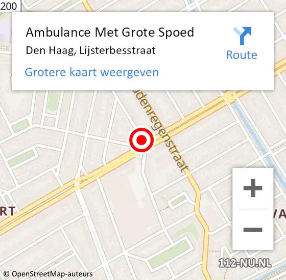 Locatie op kaart van de 112 melding: Ambulance Met Grote Spoed Naar Den Haag, Lijsterbesstraat op 30 mei 2017 22:57