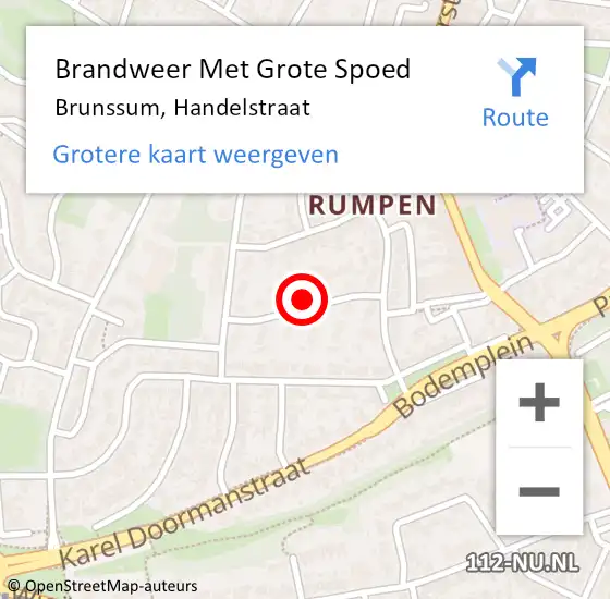 Locatie op kaart van de 112 melding: Brandweer Met Grote Spoed Naar Brunssum, Handelstraat op 30 mei 2017 23:11