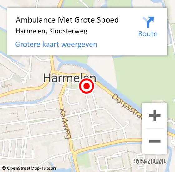 Locatie op kaart van de 112 melding: Ambulance Met Grote Spoed Naar Harmelen, Kloosterweg op 30 mei 2017 23:43