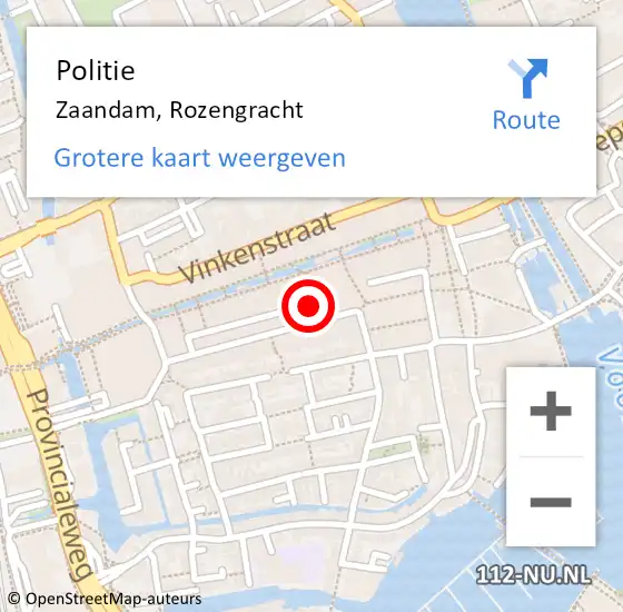 Locatie op kaart van de 112 melding: Politie Zaandam, Rozengracht op 31 mei 2017 00:22