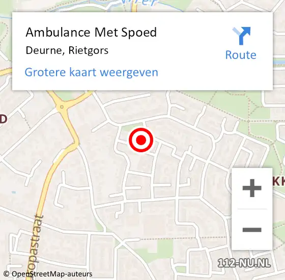 Locatie op kaart van de 112 melding: Ambulance Met Spoed Naar Deurne, Rietgors op 31 mei 2017 00:46