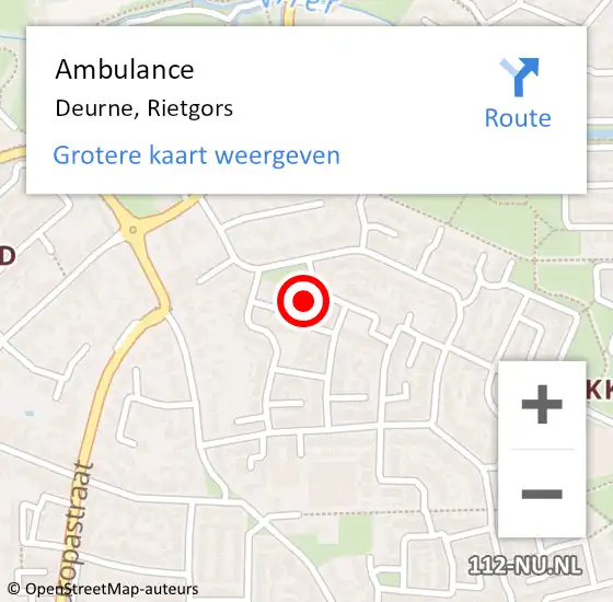 Locatie op kaart van de 112 melding: Ambulance Deurne, Rietgors op 31 mei 2017 01:32