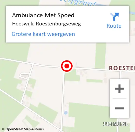 Locatie op kaart van de 112 melding: Ambulance Met Spoed Naar Heeswijk, Roestenburgseweg op 31 mei 2017 02:06