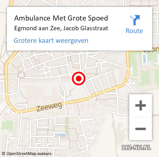 Locatie op kaart van de 112 melding: Ambulance Met Grote Spoed Naar Egmond aan Zee, Jacob Glasstraat op 31 mei 2017 05:42