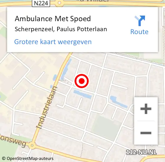 Locatie op kaart van de 112 melding: Ambulance Met Spoed Naar Scherpenzeel, Paulus Potterlaan op 31 mei 2017 06:22