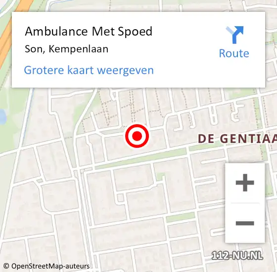 Locatie op kaart van de 112 melding: Ambulance Met Spoed Naar Son, Kempenlaan op 31 mei 2017 06:23