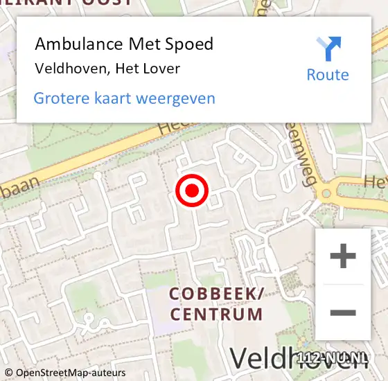 Locatie op kaart van de 112 melding: Ambulance Met Spoed Naar Veldhoven, Het Lover op 31 mei 2017 06:45