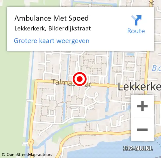 Locatie op kaart van de 112 melding: Ambulance Met Spoed Naar Lekkerkerk, Bilderdijkstraat op 31 mei 2017 06:52