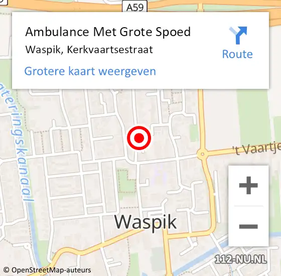 Locatie op kaart van de 112 melding: Ambulance Met Grote Spoed Naar Waspik, Kerkvaartsestraat op 31 mei 2017 07:00