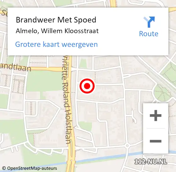 Locatie op kaart van de 112 melding: Brandweer Met Spoed Naar Almelo, Willem Kloosstraat op 31 mei 2017 07:01