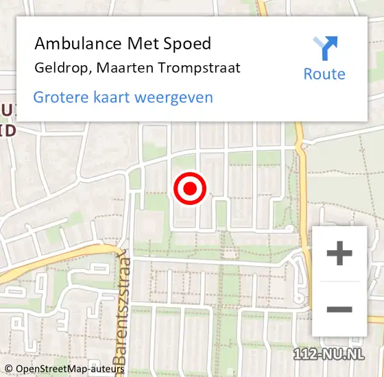 Locatie op kaart van de 112 melding: Ambulance Met Spoed Naar Geldrop, Maarten Trompstraat op 31 mei 2017 07:31