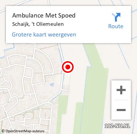 Locatie op kaart van de 112 melding: Ambulance Met Spoed Naar Schaijk, 't Oliemeulen op 31 mei 2017 08:21