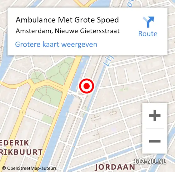 Locatie op kaart van de 112 melding: Ambulance Met Grote Spoed Naar Amsterdam, Nieuwe Gietersstraat op 31 mei 2017 08:21