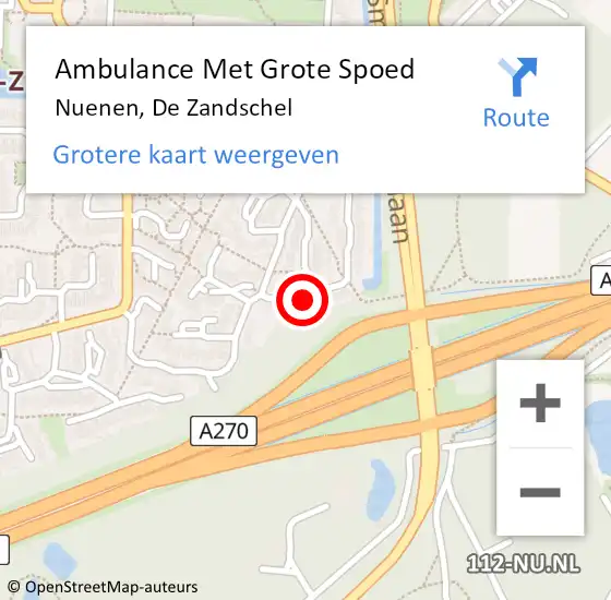 Locatie op kaart van de 112 melding: Ambulance Met Grote Spoed Naar Nuenen, De Zandschel op 31 mei 2017 08:42